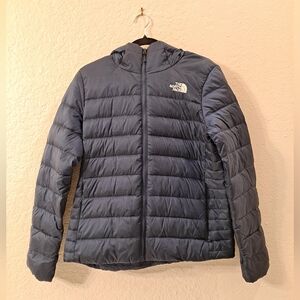 The North Face Dark Navy Blue Women's Hooded Puffer Jacket Size Large